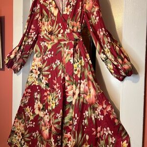 Zimmermann Red Floral Long Sleeve Dress